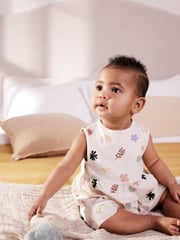 Teal Blue/ Pink/ Whire Seaside Print Baby Vest Rompers 3 Pack - Image 2 of 16