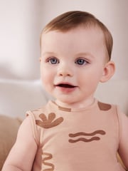 Teal Blue/ Pink/ Whire Seaside Print Baby Vest Rompers 3 Pack - Image 6 of 16