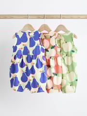 Bright Blue/Green/Orange Fruit Baby Vest Rompers 3 Pack - Image 2 of 7
