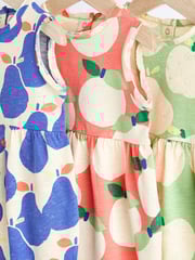 Bright Blue/Green/Orange Fruit Baby Vest Rompers 3 Pack - Image 3 of 7
