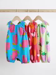 Multi Bright Fruit Baby Vest Rompers 3 Pack - Image 2 of 8