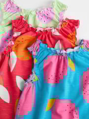 Multi Bright Fruit Baby Vest Rompers 3 Pack - Image 5 of 8