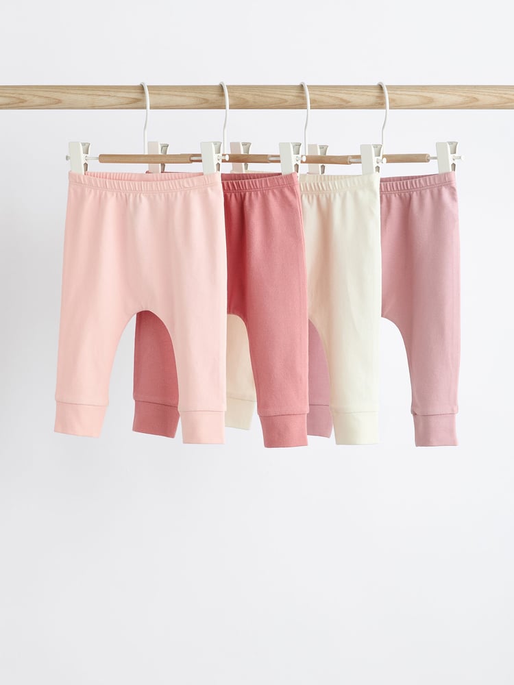 Pink Plain Baby Leggings 4 Pack - Image 1 of 6