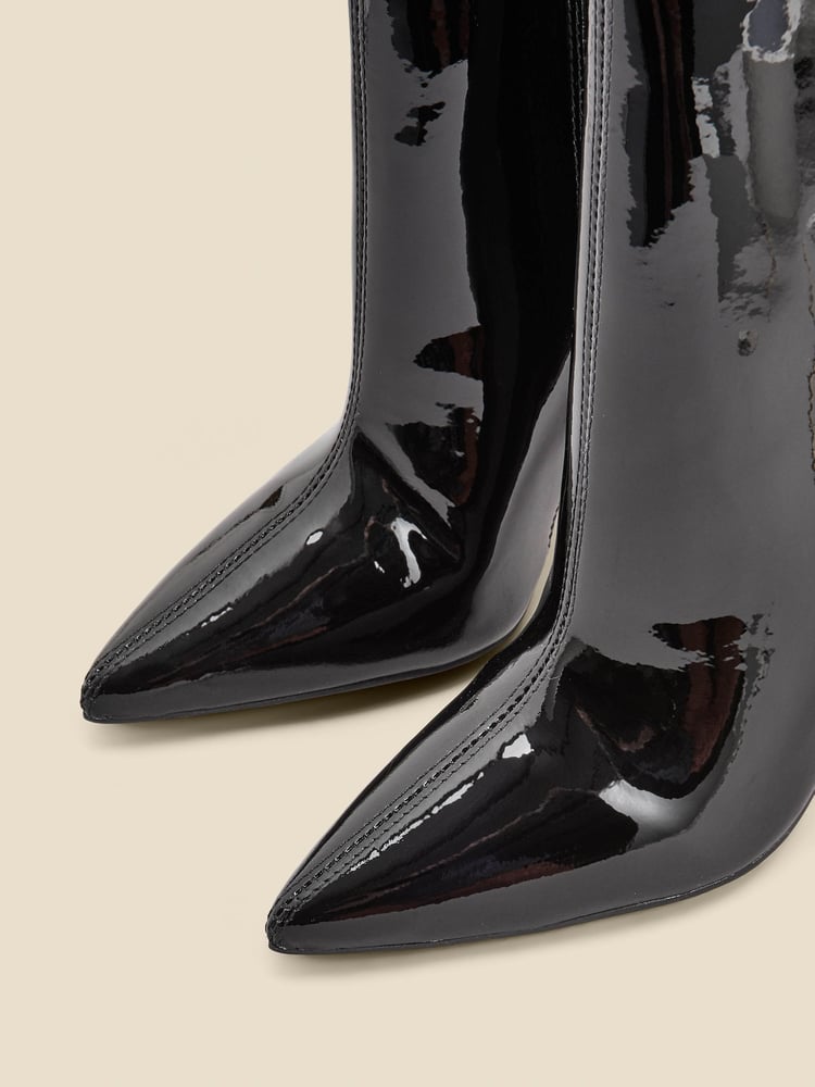 Sosandar Black Glitter Pointed Toe Ankle Boots - Image 5 of 5