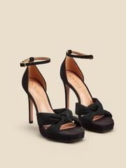 Sosandar Black Nubuck Leather Knot Detail Platform Heels Sandals - Image 2 of 4