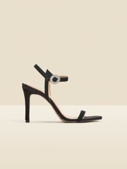 Sosandar Black Diamante And Suede Buckle Square Toe Sandals - Image 2 of 5
