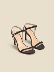 Sosandar Black Diamante And Suede Buckle Square Toe Sandals - Image 3 of 5