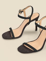 Sosandar Black Diamante And Suede Buckle Square Toe Sandals - Image 5 of 5