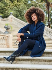 Sosandar Black Croc Effect Leather Mid Heel Ankle Boots - Image 5 of 5