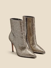 Sosandar Gold Glitter Pointed Toe Ankle Boots - Image 1 of 3