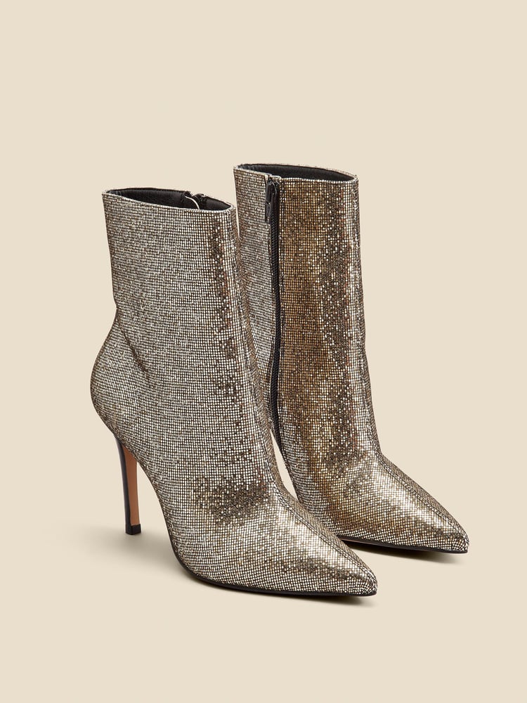 Sosandar Gold Glitter Pointed Toe Ankle Boots - Image 1 of 3