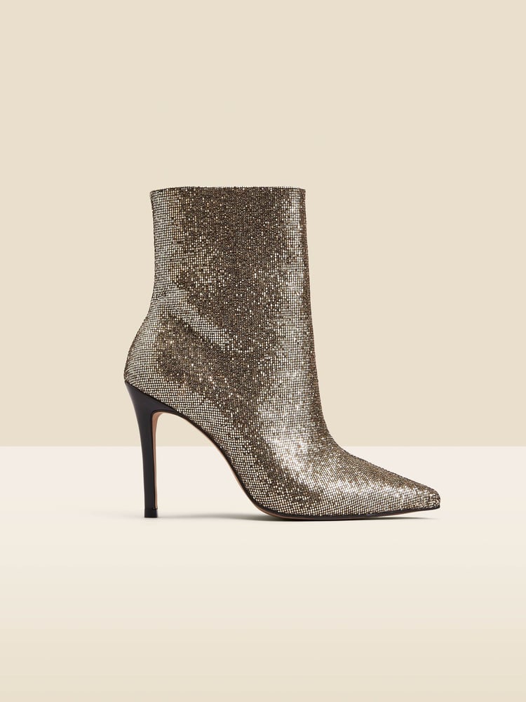 Sosandar Gold Glitter Pointed Toe Ankle Boots - Image 3 of 3
