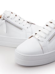 Moda In Pelle Abbiy Chunky Slab Sole Side Zip Lace Up Trainers - Image 4 of 4