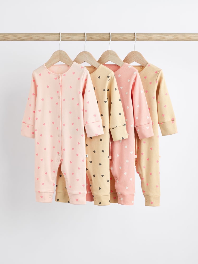 Pink 4 Pack Baby Footless Sleepsuits (0mths-3yrs) - Image 1 of 7