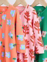 Orange Baby 2 Way Zip Sleepsuits 3 Pack (0mths-2yrs) - Image 3 of 7