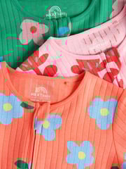 Orange Baby 2 Way Zip Sleepsuits 3 Pack (0mths-2yrs) - Image 4 of 7