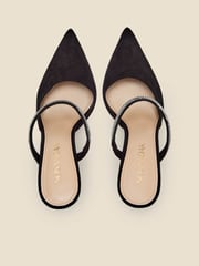 Sosandar Black Black Sofia Suede Diamante Strap Pointed Toe Mules - Image 3 of 5