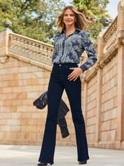 Sosandar Blue Paisley Scarf Print Satin Shirt - Image 5 of 5