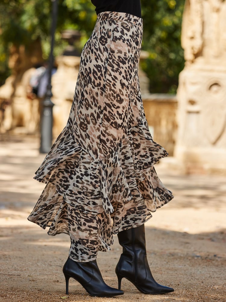 Sosandar Brown Ruffle Asymmetric Midi Skirt - Image 5 of 5