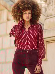 Sosandar Red Blouson Sleeve Shirt - Image 1 of 5