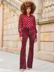 Sosandar Red Blouson Sleeve Shirt - Image 2 of 5