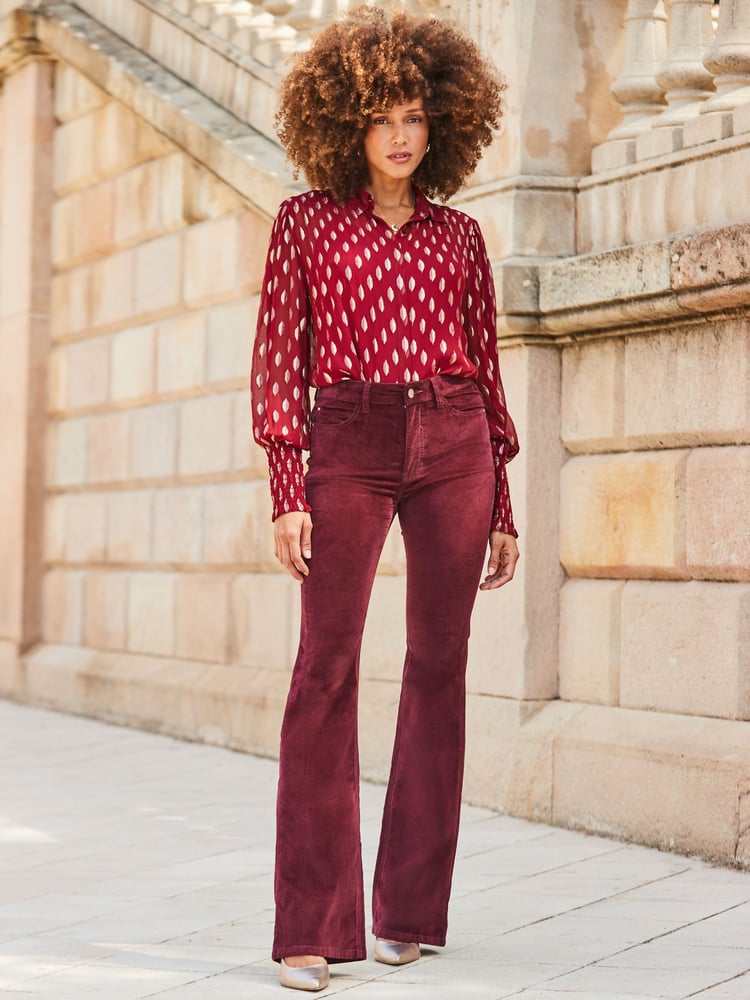 Sosandar Red Blouson Sleeve Shirt - Image 2 of 5