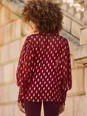 Sosandar Red Blouson Sleeve Shirt - Image 5 of 5