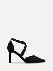 Linzi Black Runway Stiletto Court Heels With Crossover Front Strap - Image 3 of 6