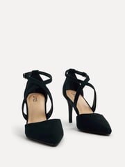 Linzi Black Runway Stiletto Court Heels With Crossover Front Strap - Image 4 of 6