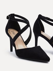 Linzi Black Runway Stiletto Court Heels With Crossover Front Strap - Image 5 of 6