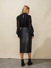 Ro&Zo Black Leather Midi Skirt - Image 2 of 5