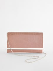 Mink Brown Croc Clutch Bag With Detachable Cross-Body Chain - Image 6 of 10