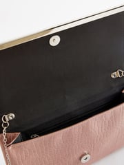 Mink Brown Croc Clutch Bag With Detachable Cross-Body Chain - Image 8 of 10
