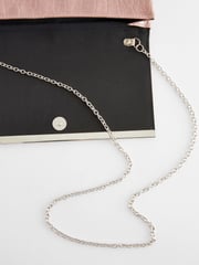 Mink Brown Croc Clutch Bag With Detachable Cross-Body Chain - Image 9 of 10