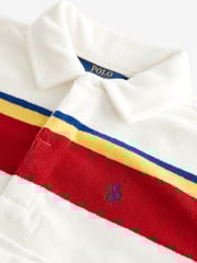 Polo Ralph Lauren Girls Green Striped Terry Rugby Shirt Shorts Set - Image 6 of 7