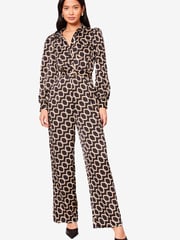 Lipsy Black Tall Geo Print Long Sleeve Shirt Jumpsuit - Image 5 of 5