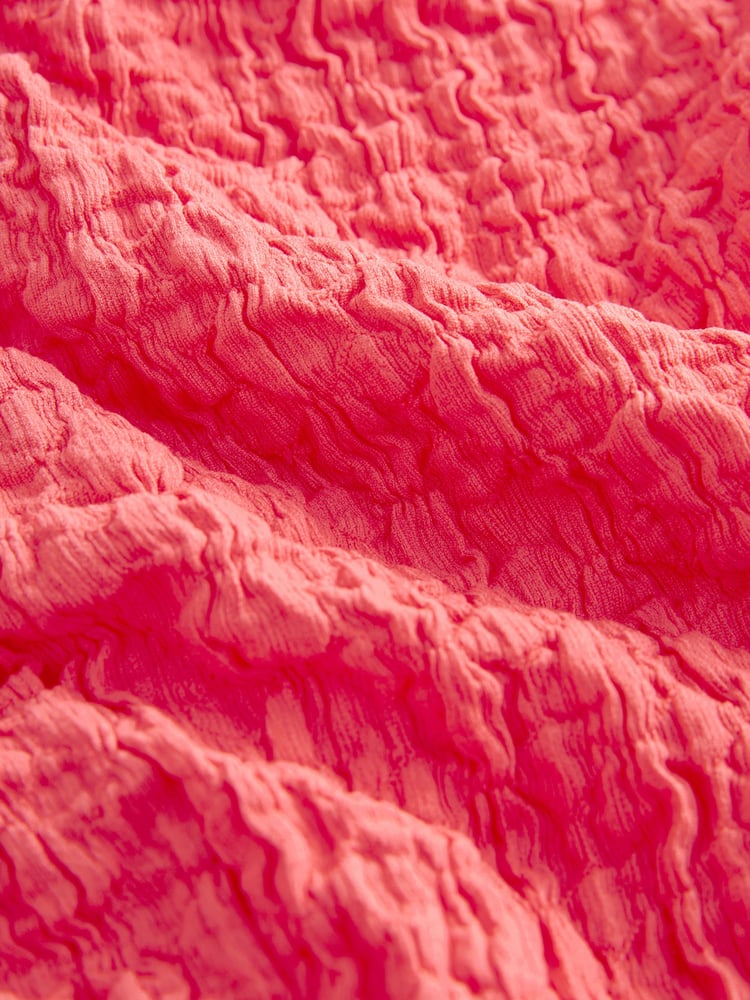 Pink Textured Twist Front Short Sleeve Top - Image 6 of 6