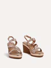 Linzi Gold Bianco Wedge Sandals With Embellished Strappy Front Detail - Image 3 of 5