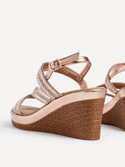 Linzi Gold Bianco Wedge Sandals With Embellished Strappy Front Detail - Image 5 of 5