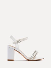 Linzi Ivory Bridal Tinsley Block Heeled Sandals With Pearl and Diamante Front Strap - Image 2 of 5