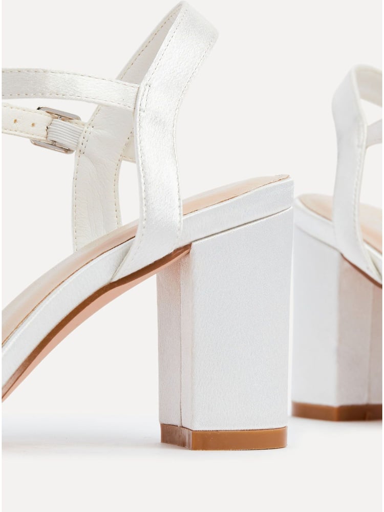 Linzi Ivory Bridal Tinsley Block Heeled Sandals With Pearl and Diamante Front Strap - Image 5 of 5 Linzi Ivory Bridal Tinsley Block Heeled Sandals With Pearl and Diamante Front Strap - Image 5 of 5