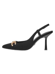 Lipsy Black Regular Fit Faux Suede Mid Heel Trim Slingback Court Shoe - Image 1 of 5