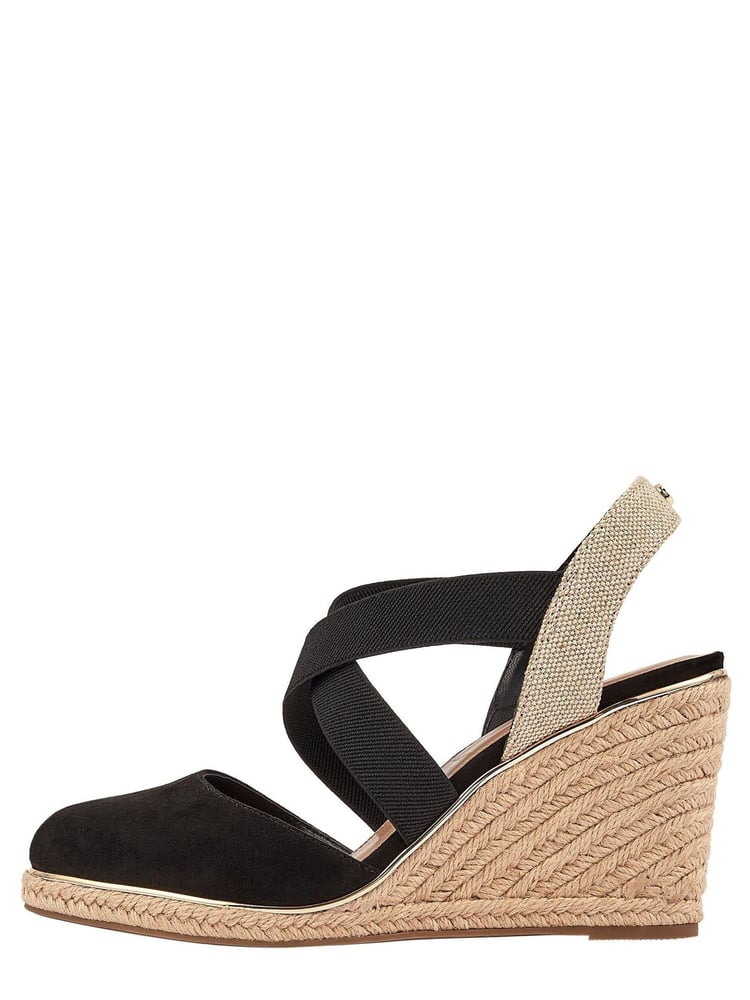 Lipsy Black Wide FIt Mid Heel Elastic Wedge Court Shoes - Image 5 of 5