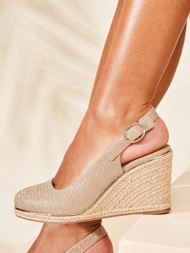 Lipsy Gold Mid Wedge Slingback Court Shoes - Image 4 of 4