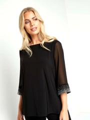 Roman Black Embellished Cuff Top - Image 1 of 3