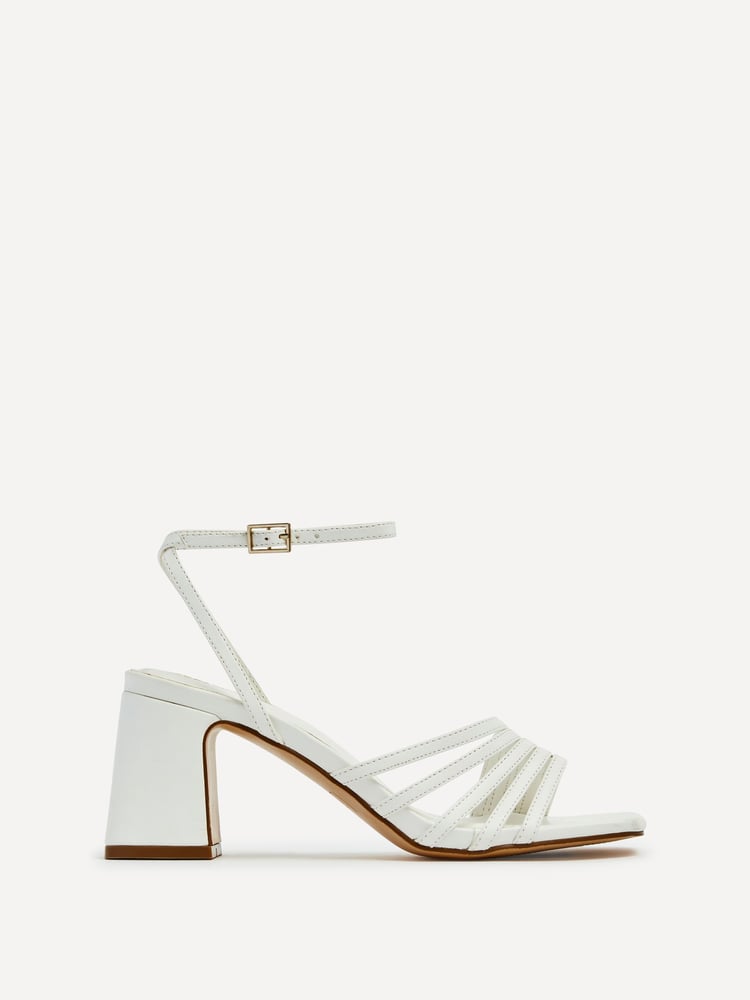 Linzi White Aronia Strappy Heeled Sandals With Block Heel - Image 2 of 5 Linzi White Aronia Strappy Heeled Sandals With Block Heel - Image 2 of 5