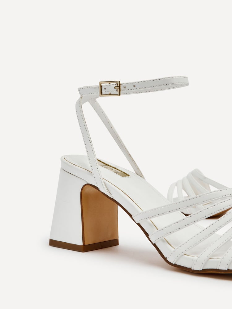Linzi White Aronia Strappy Heeled Sandals With Block Heel - Image 5 of 5 Linzi White Aronia Strappy Heeled Sandals With Block Heel - Image 5 of 5
