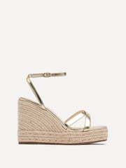 Linzi Gold Desta Rope Platform Wedge With Cross Over Front Straps - Image 2 of 5