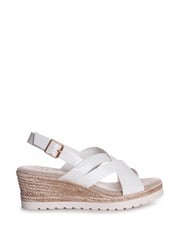 Linzi White Myla Sling Back Wedge Espadrille Sandals With Cross Over Front Strap - Image 2 of 4