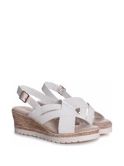 Linzi White Myla Sling Back Wedge Espadrille Sandals With Cross Over Front Strap - Image 3 of 4